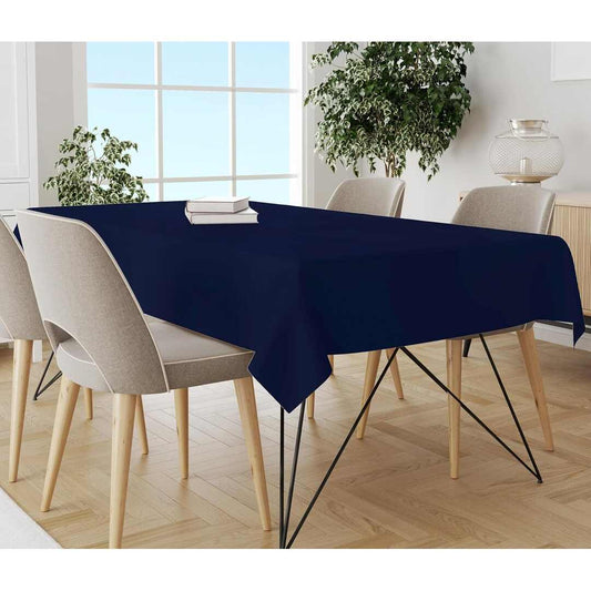 LXINDIA Table Cloth Trance Home Linen Premium Cotton Dining Table Cloth 4 Seater (Navy Blue)