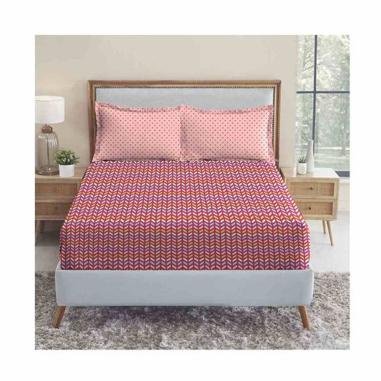LX INDIA Bedsheet Party Mood Pink Trident Bedsheet Set 1 Queen Size Bedsheet with 2 Pillow Covers
