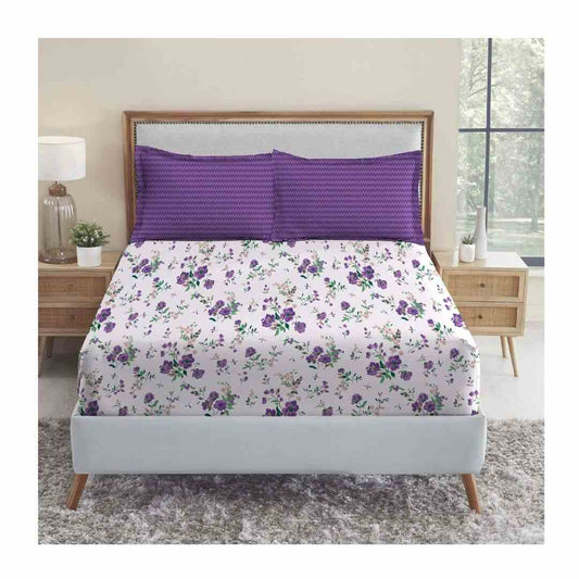 LX INDIA Bedsheet Sunset Purple Trident Bedsheet Set 1 Queen Size Bedsheet with 2 Pillow Covers