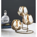 LX INDIA Candle Holders Tuxedo 3pc Ancient Bronze- Gold Glass Candle Holders