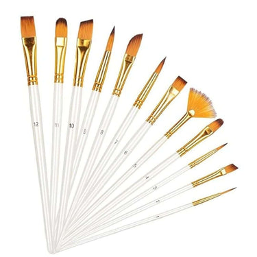 LXINDIA Painting Brush Twizzle Painting Brushes (Set of 12) Synthetic Hairs Assorted Paint Brush