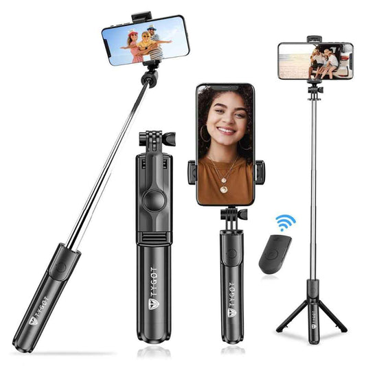 LX INDIA Mobile Tripods Tygot Bluetooth Extendable Selfie Sticks with Wireless Remote and Tripod Stand