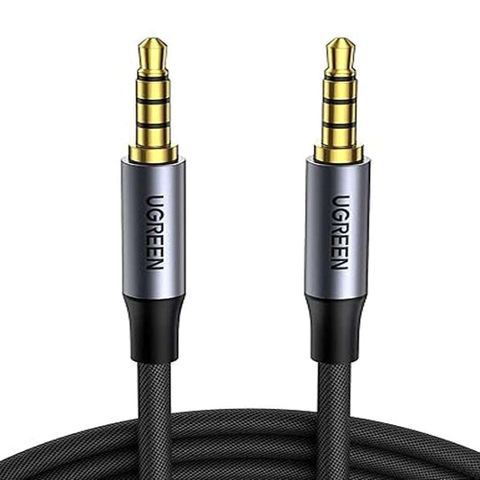 LX INDIA AUX Cables UGREEN 3.5mm Audio Cable Braided 4-Pole Stereo Auxiliary Aux TRRS Jack Shielded 2M