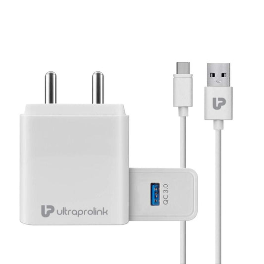 LXINDIA Mobile Charger UltraProlink Boost Quick Charger 3.0 | 18W Wall Charger | 1m Type C Cable (White)
