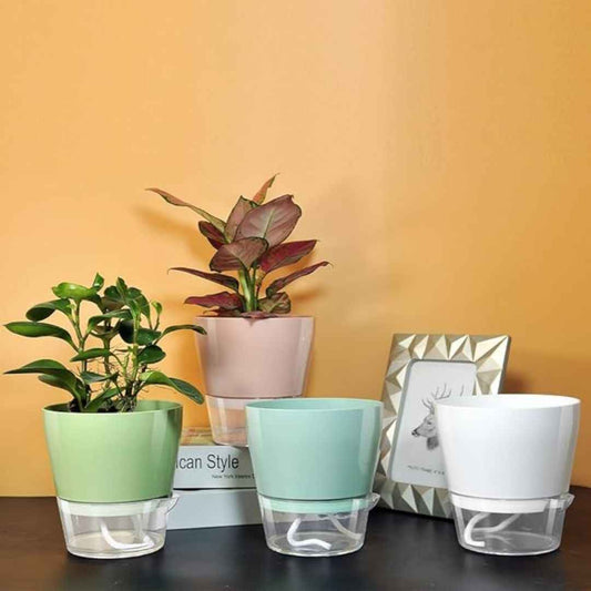 LX INDIA Self-watering plant pots UMAI 6 Self Watering Plant Pot (Pack of 4, Multicolor)