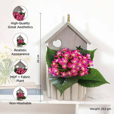 LXINDIA Plants UMAI Artificial Plants for Home Decor with Pot (Magenta Hut)