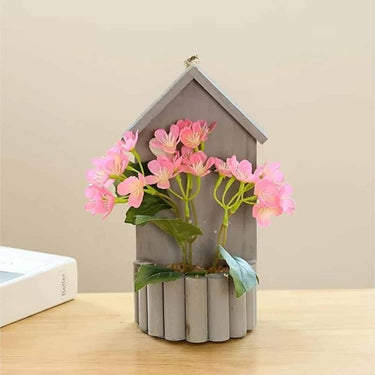 LXINDIA Plants UMAI Artificial Plants for Home Decor with Pot (Pink Hut)