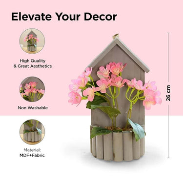 LXINDIA Plants UMAI Artificial Plants for Home Decor with Pot (Pink Hut)