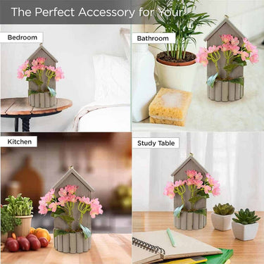 LXINDIA Plants UMAI Artificial Plants for Home Decor with Pot (Pink Hut)