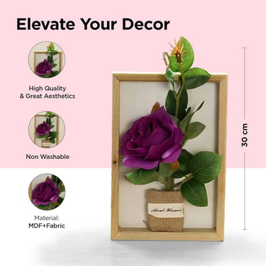 LXINDIA Plants UMAI Artificial Plants for Home Decor with Pot (Purple Rose Frame)