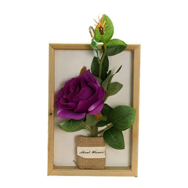 LXINDIA Plants UMAI Artificial Plants for Home Decor with Pot (Purple Rose Frame)