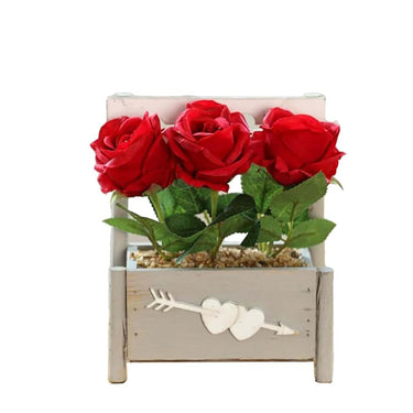 LXINDIA Plants UMAI Artificial Plants for Home Decor with Pot (Red Roses)