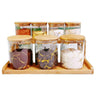 LXINDIA Containers UMAI Pack of 7 Kitchen Jars with Bamboo Lid And Tray