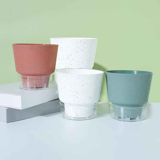 LX INDIA Self-watering plant pots UMAI Self Watering (14.5 cm) Plant Pots (Pack of 4, Multicolor)