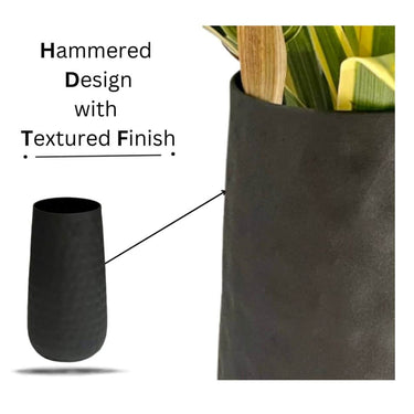 LXINDIA vases Urban Born Metal Flower vase(Black Textured Finish)