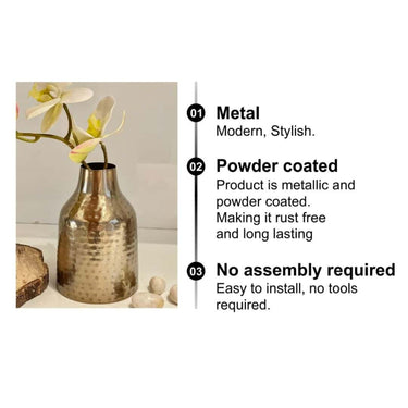 LXINDIA vases Urban Born Metal Flower vase(Shinny Gold)