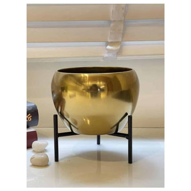 LXINDIA vases Urban Born Metal Planter Pot with Stand(Dark Gold)