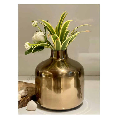 LXINDIA vases Urban Born Metal Round Flower Vase (Shiny Copper)