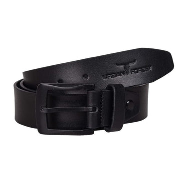 LX INDIA Belts URBAN FOREST Leather Belt for Men (Black with Black Buckle)