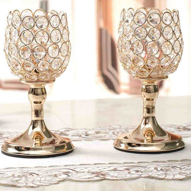 LX INDIA Candle Holders Urban Hamlet Metal and Crystal Tea Light Candle Holder