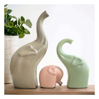 LXINDIA Show Piece URBAN SENSE  Elephant Family Matte Finish Ceramic Figures