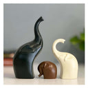 LXINDIA Show Piece URBAN SENSE  Elephant Family Matte Finish Ceramic Figures