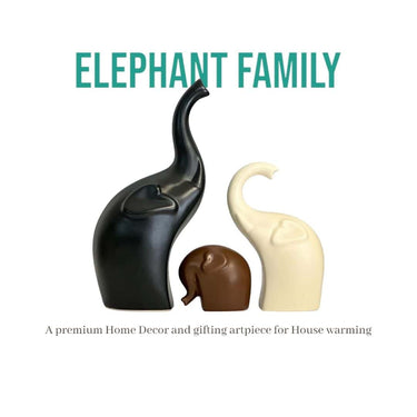 LXINDIA Show Piece URBAN SENSE  Elephant Family Matte Finish Ceramic Figures