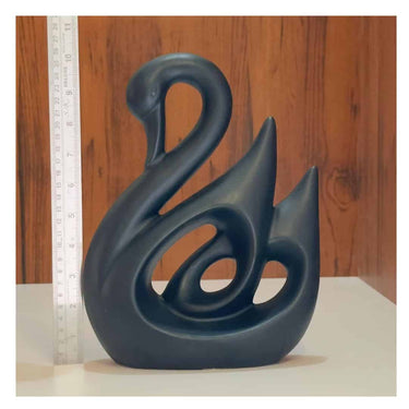 LXINDIA Show Piece URBAN SENSE Handmade Black Ceramic Swan Sculpture