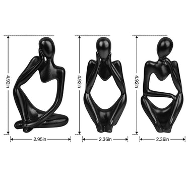 LXINDIA Show Piece URBAN SENSE Thinker Men Statue Set of 3 Modern Art Showpiece