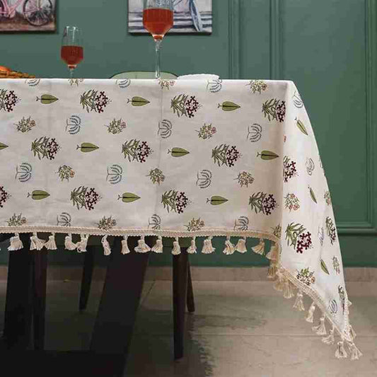 LX INDIA Table Cloth Urban Space 100% Cotton Dining Table Cover 48 X 72 (Calico Red)