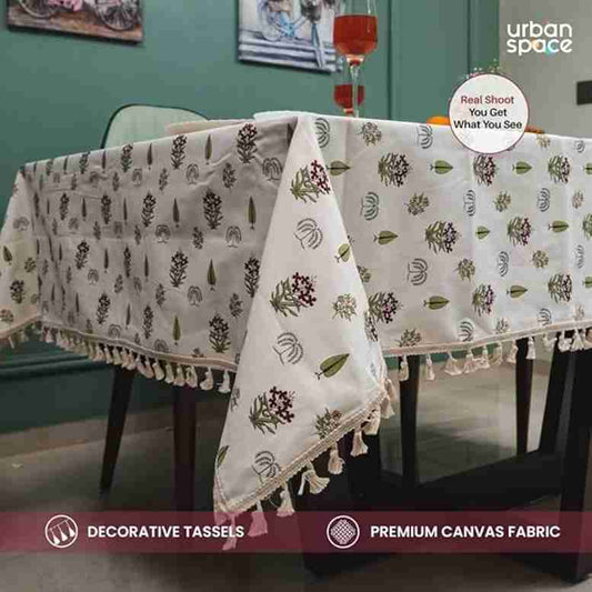 LX INDIA Table Cloth Urban Space 100% Cotton Dining Table Cover 48 X 72 (Calico Red)