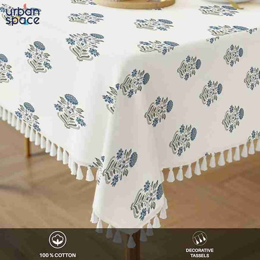 LX INDIA Table Cloth Urban Space 100% Cotton Table Cover for Square Dining Table (Liberty Blue)