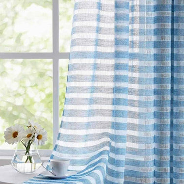 LXINDIA Curtains Urban Space Aari Collection Curtains Set of 2 (Horizontal Blue 5 ft)