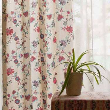 LXINDIA Curtains Urban Space Cotton Curtains for Door Set of 2 (Passion Flower Pink 7 Feet)