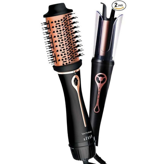 LX INDIA curler Urban Yog 3-in-1 Hot Air Brush & MakeMeBold Automatic Hair Curler Combo Black and Rose Gold
