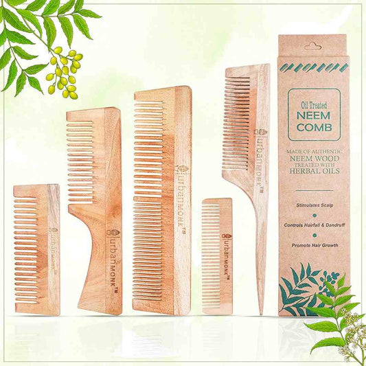 LX INDIA combs URBANMONK Neem Comb for Hair Growth  All Five Combs