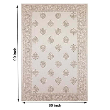 LXINDIA Table Cloth URBANO HOMZ Cotton Tablecloth (145 Cm X 220 Cm) Beige and Off White