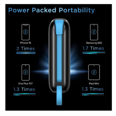 LXINDIA Power Bank URBN 10000 mAh Nano Link Power Bank with in Built USB C Cable