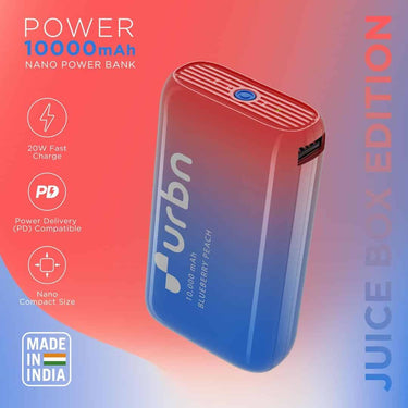 LXINDIA Power Bank URBN 10000 mAh Nano Power Bank Juice Box Edition (Blueberry Peach)