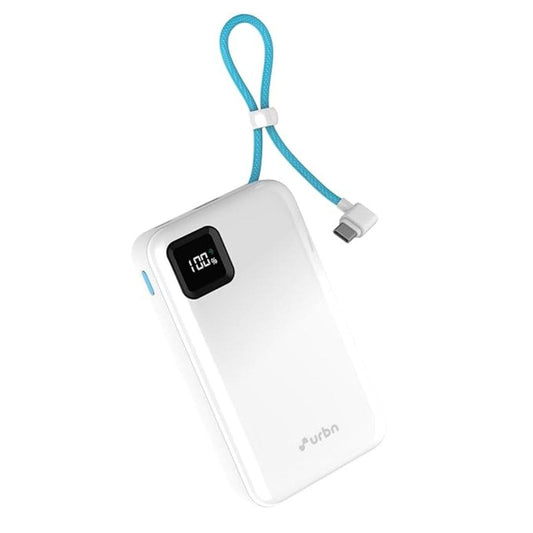 LX INDIA Power Bank URBN 20000mAh Power Bank with Built-in Type-C Cable (White)