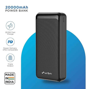 LXINDIA Power Bank URBN 22.5W 20000mAh Fast Charging Power Bank ((Black)