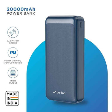 LXINDIA Power Bank URBN 22.5W 20000mAh Fast Charging Power Bank ((Blue)