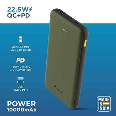 LXINDIA Power Bank URBN Power Bank 10000mAh Ultra Slim (Green)