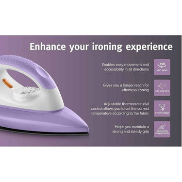 LXINDIA Cloth Iron USHA EI Armor 1100 W Dry Iron (Purple)