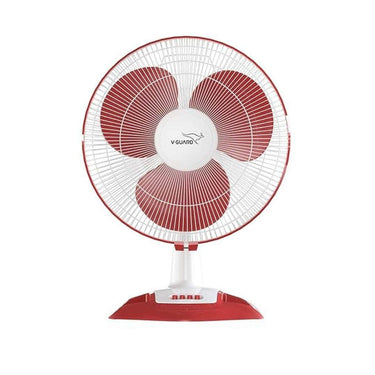 LXINDIA Table Fan V-Guard Esfera Table Fan 3 Speed Settings 1350 RPM White Red