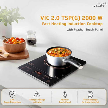 LXINDIA Induction Cooktop V-Guard VIC 2.0 TSP Induction Cooktop (Black)