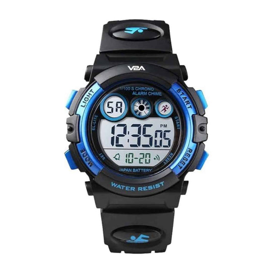 LX INDIA Watch V2A Digital Kids Sports Watch with 7 Color Backlight Alarm Stopwatch for Boys and Girls (Black-Blue)