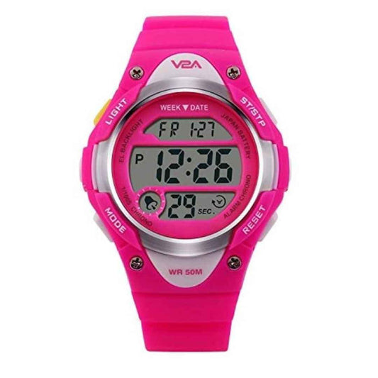 LX INDIA Watch Pink V2A Digital Kids Sports Watch with 7 Color Backlight Alarm Stopwatch for Boys and Girls