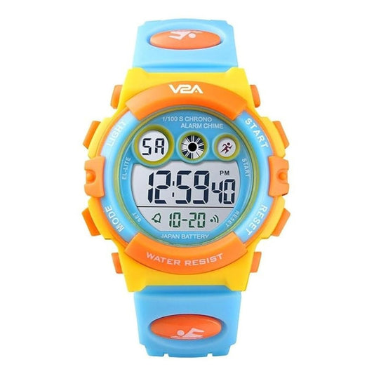 LX INDIA Watch V2A Digital Kids Sports Watch with 7 Color Backlight Alarm Stopwatch for Boys and Girls-Yellow-Blue