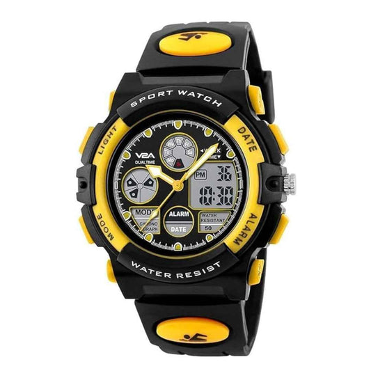 LX INDIA Watch Yellow V2A Digital Shock Resistant Alarm Calender Water Proof Sports Watch for Boys Age  7 to 16 Years Analogue